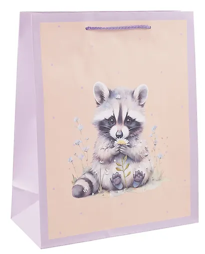 Пакет А4 32*26*12 "Енот с цветком" дет., бум.мат.ламинат - фото 1