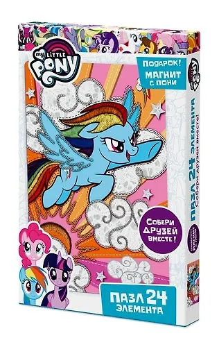 Пазл-мини, Оригами, My little pony Movie. Радуга Дэш 24эл., (130х180),+ фигурка с магнитиком - фото 1