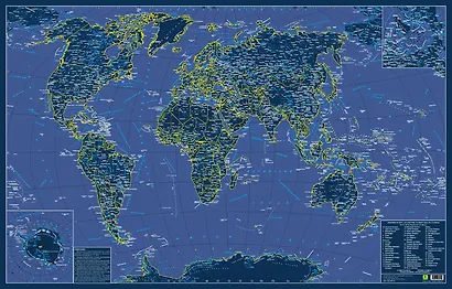 Карта мира Светящаяся в темноте В подарочном тубусе (Кр708пт) (90х60 см) (тубус) (рулон) - фото 1