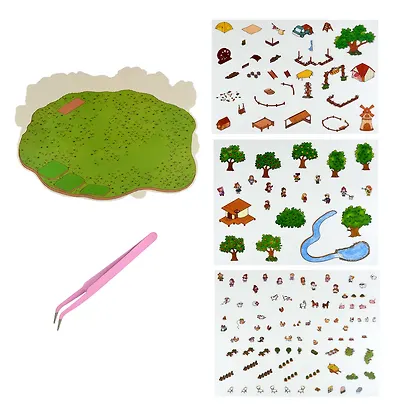 Наклейки-румбокс для создания миниатюрных сцен "Счастливая ферма", размер 264х211 мм. Металлический пинцет в наборе - фото 2