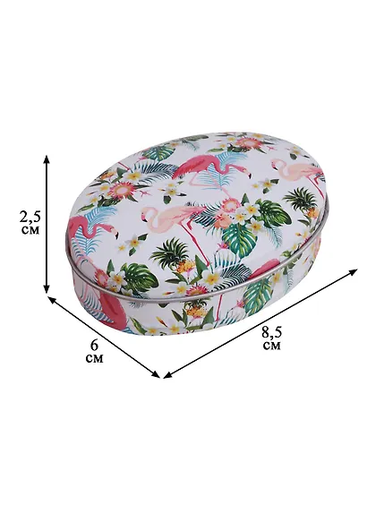 Шкатулка овальная Фламинго (металл) (8,5х6) (12-09412-03516-31) - фото 4