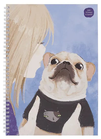 Тетрадь А4 96л кл. "Обнимашки" спираль, мел.картон, выб.лак, двойная обложка, офсет - фото 1