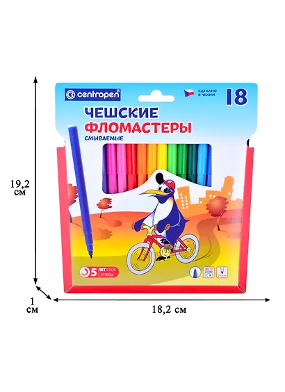 Фломастеры «Пингвины» Centropen, 18 цветов - фото 2