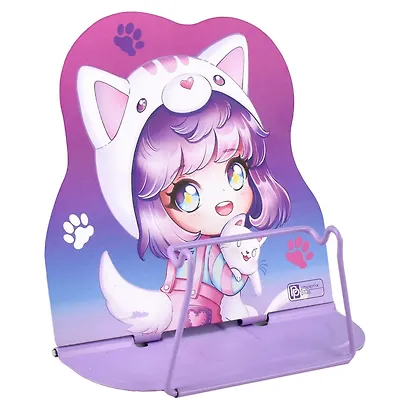 Подставка для книг/учебников "ЧИБИ" сиреневая, металл., фигурная вырубка - фото 2