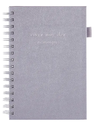 Книга для записей А5 80л кл. "Calipso" серый, иск.кожа, резинка, гребень - фото 2