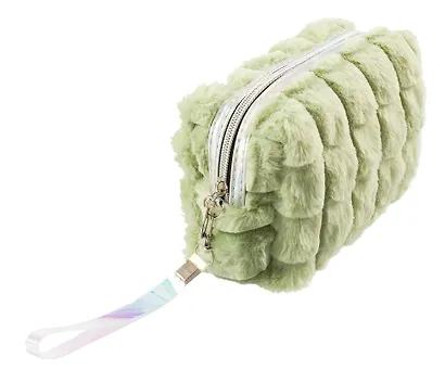 Косметичка плюшевая (оливковая) (текстиль) (20х15) (12-12068-A001) - фото 3