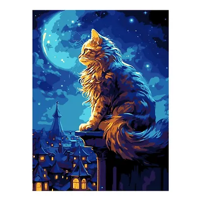 Картина по номерам на картоне 28,5*38 см "Кот на крыше" - фото 1