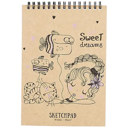 Скетчбук А5 40л "Сладкие мечты" белый офсет, 120г/м2, спираль - фото 1