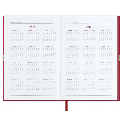 Ежедневник дат. 2026г. А5 176л "Тиволи глосс" красный, кожзам, мягк. переплет, застёжка-резинка, блинт.тиснение, офсет, справ.мат-лы, ляссе, инд.уп - фото 7