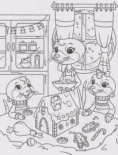 Сурикаты и зимние истории: книжка-раскраска с наклейками - фото 3