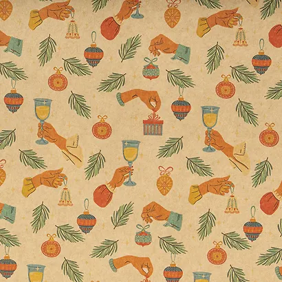 Бумага упаковочная 70*100см "Christmas Kraft" крафт, НГ, инд.уп., ассорти - фото 5