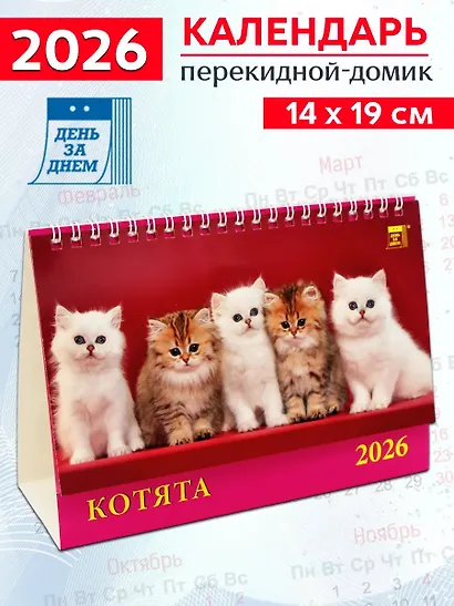 Календарь 2026г 200*140 «Котята» настольный, домик - фото 1