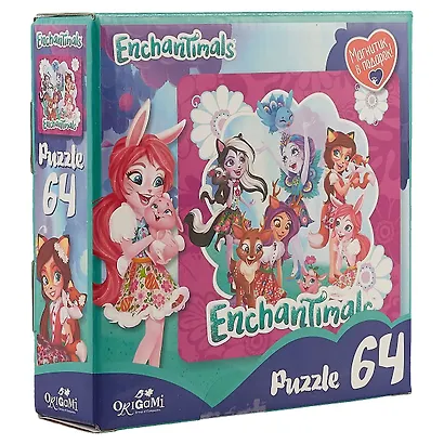 Пазл, Оригами Энчантималс 64эл. +магнитик Волшебные подружки(22х22см) 03559 - фото 2