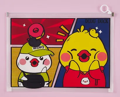 Папка на молнии А4 "Утки" с расширением, в ассортименте - фото 3