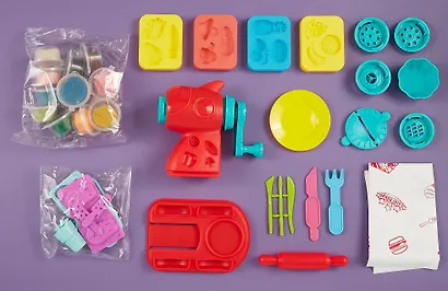 Игровой набор для лепки "Готовим лапшу" (12 цветов пластилина+26 предметов) - фото 6