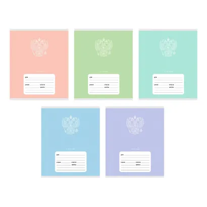 Тетрадь 18л кл. "Герб" мел.картон, выб.лак, офсет 60г/м2, поля, ассорти - фото 1