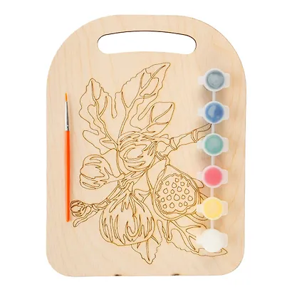 Роспись по дереву. Доска "Веточка инжира" (24,5х18,5 см) - фото 2