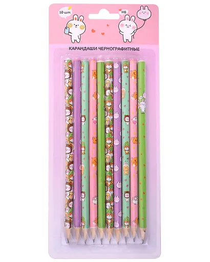 Карандаши "Kawaii. Зверюшки", чернографитные 10 штук - фото 1