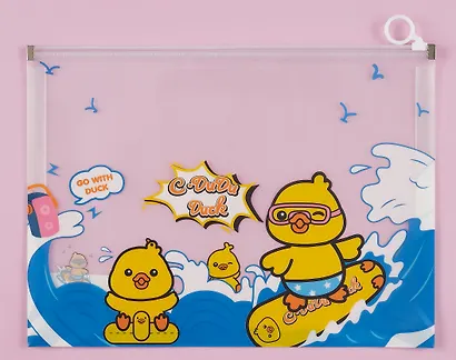 Папка на молнии А4 "Утки" с расширением, в ассортименте - фото 5