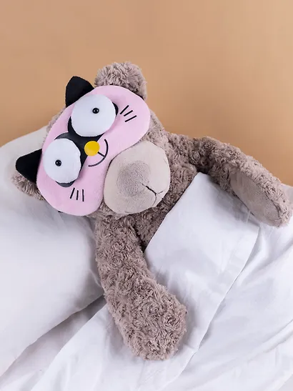 Маска для сна Кот с объемными глазами (плюш) (пакет) (12-37395-22-28) (Lafilaf) - фото 9