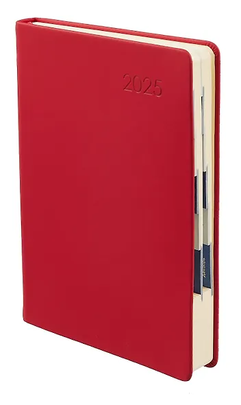 Ежедневник дат. 2025г. А5 176л "Paragraph" красный, 7Б, тв.переплет, иск.кожа, покрытие Soft Touch, термотиснение, тонир.блок, скругл.углы, вырубка, ляссе, инд.уп - фото 3