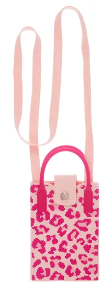 Сумочка вязаная с застежкой Леопардовый принт (розовая) (12х18х6) (текстиль) - фото 4