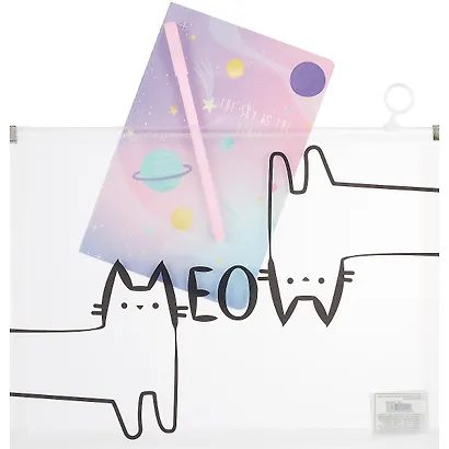 Папка на молнии А4 «Котики meow», с расширением - фото 2