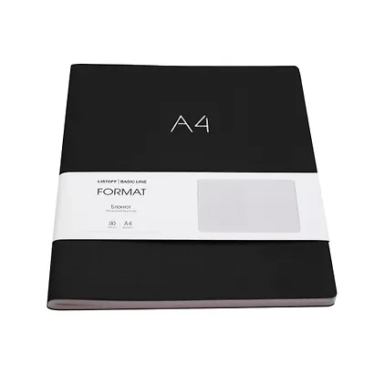 Книга для записей А4 80л лин. "Format" черн.иск.кожа, интегр.переплет, тиснение фольгой, скругл.углы, инд.уп. - фото 3