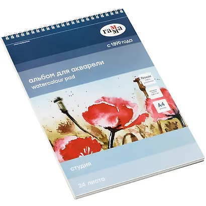 Альбом для акварели А4 24л "Студия" 200г/м2, спираль, Гамма - фото 2