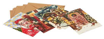 Набор Новогодних акварельных открыток с крафтовыми конвертами (7шт) (pack_ny7) - фото 2