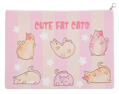 Папка для тетрадей А4 "Cute fat cats" молния сверху, PU, ассорти, Yoi - фото 4
