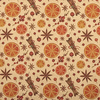 Бумага упаковочная 70*100см "Christmas Kraft" крафт, НГ, инд.уп., ассорти - фото 6