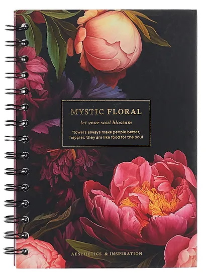 Тетрадь 100 листов в клетку "Blossom. Bouquet on black", на спирали - фото 1