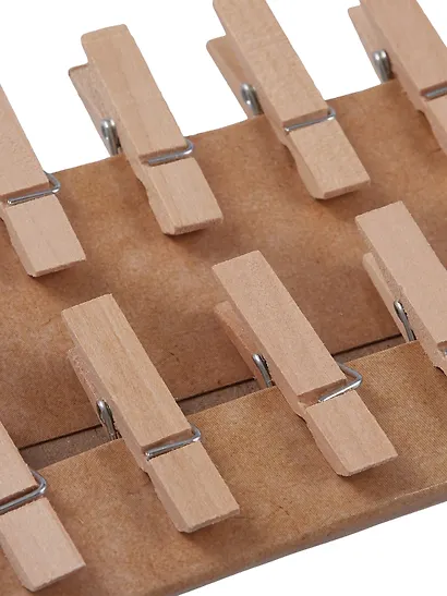 Набор для творчества, Набор прищепок 3,5см 10шт дерев. неокрашенные с веревкой в ассортименте (110 - фото 2