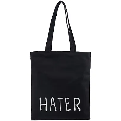 Сумка-шоппер Hater черная, текстиль, 40см.*32см., с 2 ручками - фото 1