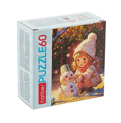 Пазл 60 элементов "Девочка и снеговичок" 16,5х23см - фото 1