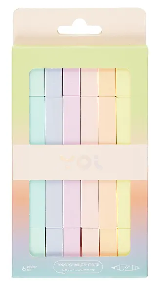 Текстовыделители «Sunset» 6 цветов, двухсторонние, Yoi - фото 7