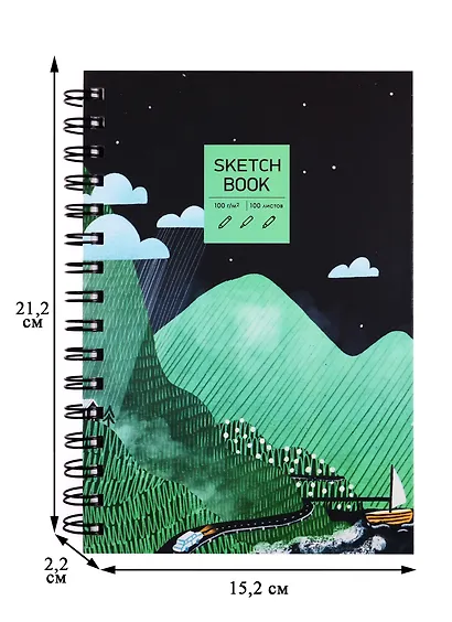 Скетчбук А5 100л "Green world" белый офсет, 100г/м2, евроспираль - фото 2