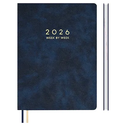 Еженедельник дат. 2026г. А4 80л "Тиволи делавэ" синий, кожзам, мягк.переплет, блинт.тиснение, офсет, тисн.фольгой, 2 ляссе, инд.уп - фото 2