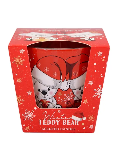 Ароматизированная свеча в стакане Зимний Плюшевый мишка (Winter Teddy Bear) (115г) (подарочная упаковка) - фото 1