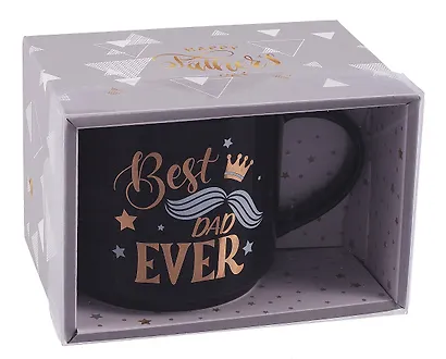 Кружка в подарочной упаковке Best Dad ever (черная) (коробка) (керамика) (12-topsun-202409-03) - фото 4