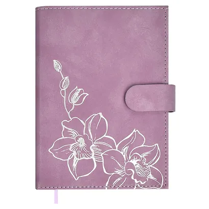Ежедневник-органайзер недат. А6+ 80л 126х174 "Тиволи глосс" лиловый, иск.кожа, интегр.переплет, иснение фольгой, магнит.клапан , офсет, ляссе - фото 1