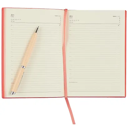 Ежедневник недат. А6+ 126*174 160л "Кассандра" коралловый, кожзам, мягкий переплет, блинт.тисн, тонир.блок, ляссе - фото 3