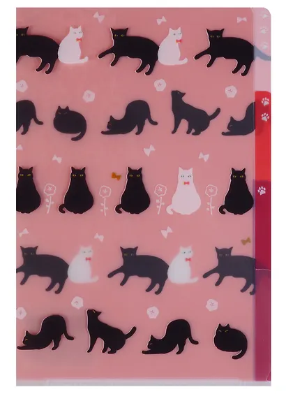 Папка-уголок А6 с разделителями "Коты", 4 раздела - фото 1