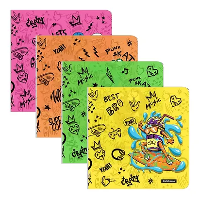 Обложки 12шт д/учебников "Funny Monsters" клеев.край, клапан в край, 232*440мм, 80мкм, ассорти, ErichKrause - фото 1