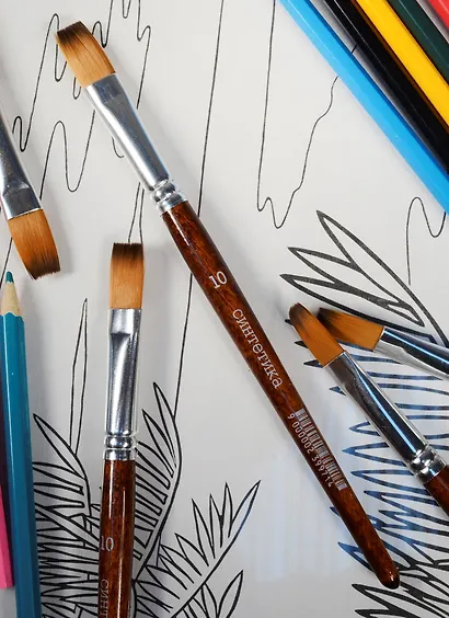 Синтетическая кисть, плоская, № 10 - фото 3