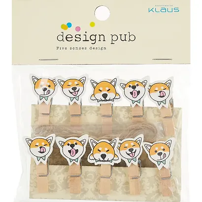 Прищепки декоративные с веревкой 10 шт. Корги забавные - фото 1