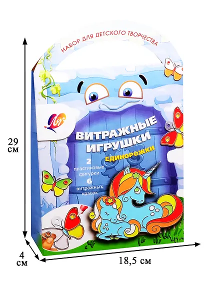 Набор красок по стеклу с трафаретом Единорожки (30С 1920-08) (2 фигурки+6 красок) - фото 2
