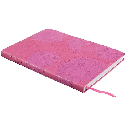 Ежедневник недат. А5 120л "Виннер" розовый, кожзам, мягкий переплет, блинт.тисн, шелкография, офсет, ляссе - фото 2