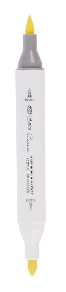 Маркер акриловый "Сонет" жёлтый, двусторонний, перо кисть/пуля - фото 2